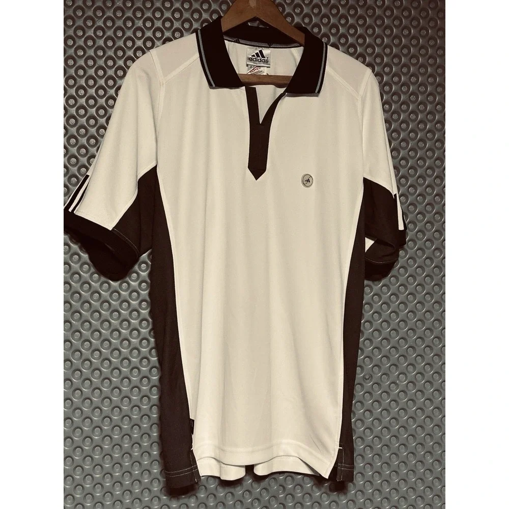 Adidas White/Black Mens Polo Shirt Size M Rare Vintage